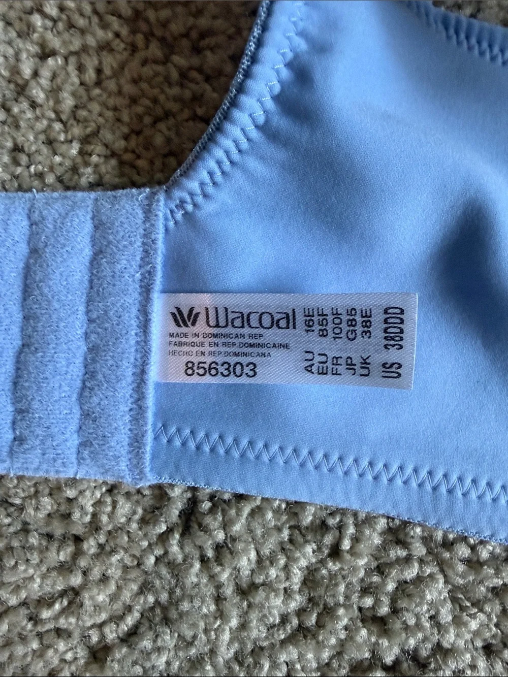 Wacoal Light Periwinkle Blue Seamless Comfort Back Appeal Wire Free Bra 38DDD